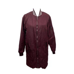 Men’s size Medium Forever 21 long maroon bomber ja